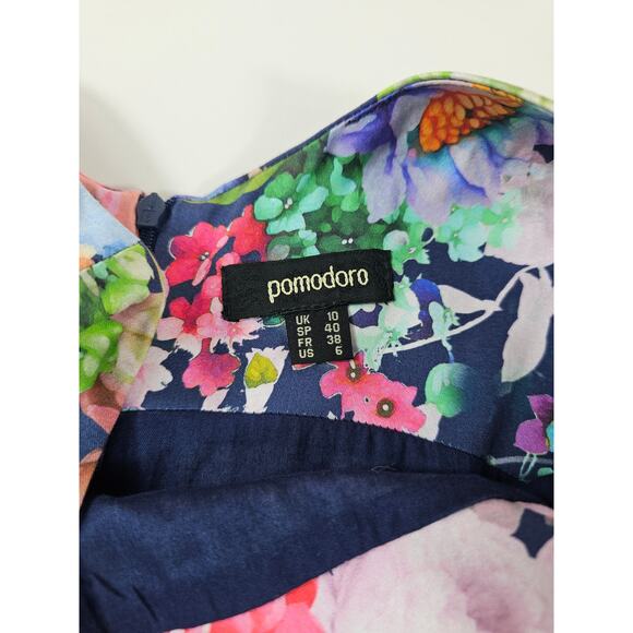 Pomodoro floral EUC dress zip back, stretch size 6 US sleevless summer ^ - Picture 7 of 7
